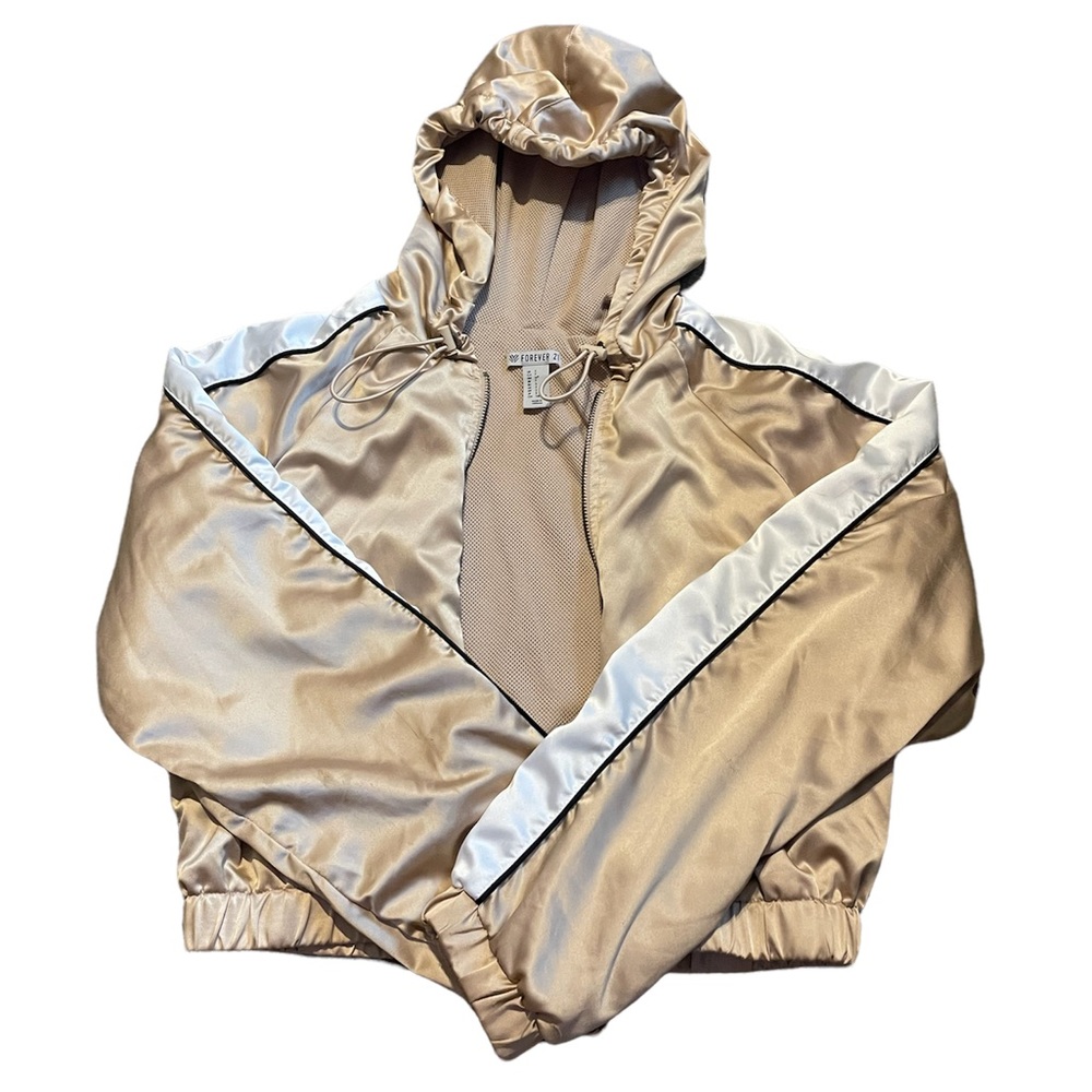 Forever 21 Satin Gold/White bomber jacket